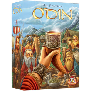 Doos van het Odin bordspel van White Goblin Games met Viking-thema, schepen en Scandinavische illustraties op de cover