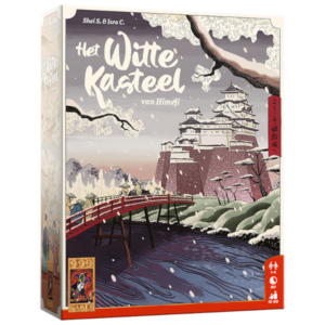 Doos van Het Witte Kasteel van Himeji bordspel van 999 Games met Japans kasteel en sfeervolle historische illustraties op de cover